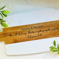 Bible Verse Marble Wood Cutting Board, Wedding/Engagement Engraved Gift, Housewarming Gift, Engraved Cheese Board,Personalized Cutting Board