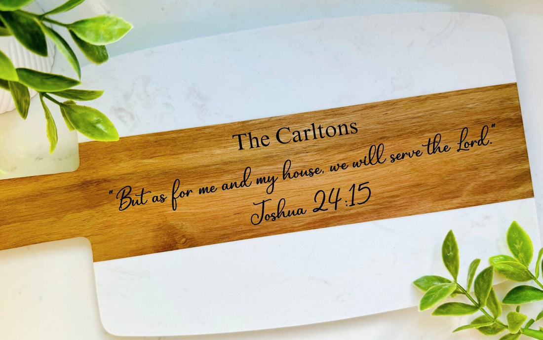 Bible Verse Marble Wood Cutting Board, Wedding/Engagement Engraved Gift, Housewarming Gift, Engraved Cheese Board,Personalized Cutting Board