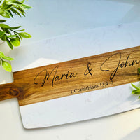 Bible Verse Marble Wood Cutting Board, Wedding/Engagement Engraved Gift, Housewarming Gift, Engraved Cheese Board,Personalized Cutting Board