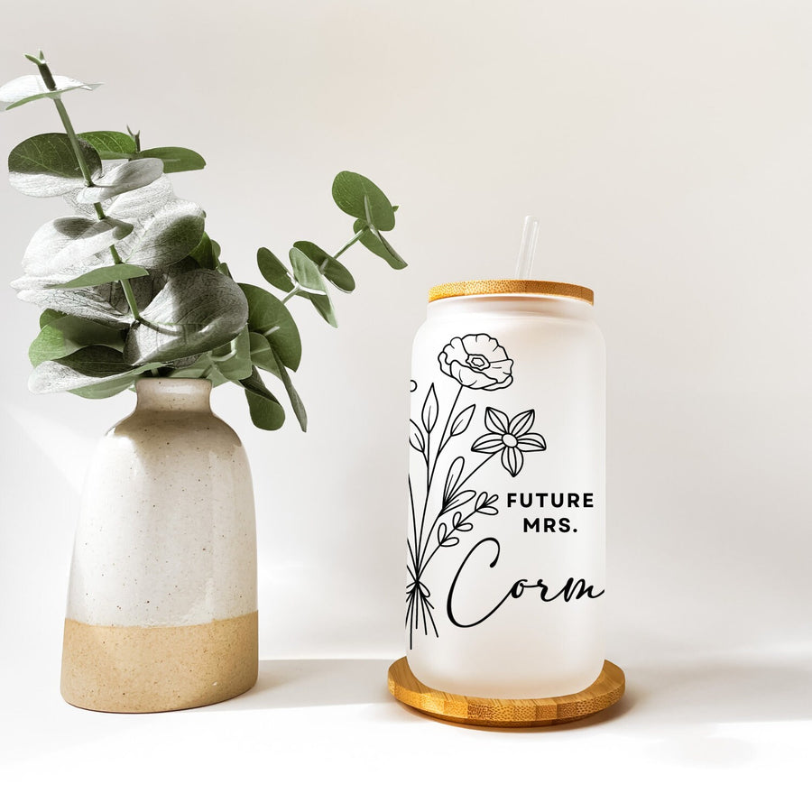 Personalized Future Mrs Glass Can Cup Glass, Future Mrs Glass, Wedding Gifts, Bridal Shower Tumbler, Gifts for Bride, Perfect Bride Gift