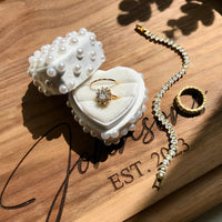 White Heart Shaped Wedding Ring Box