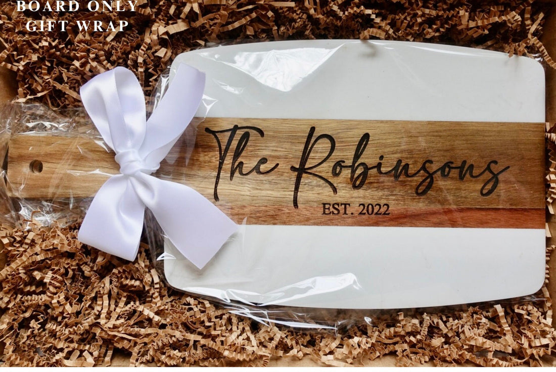 Engraved Marble Cheese Board, Our Happy Place Custom Cutting Board, Charcuterie Board,Marble and Wood Cutting Board ,Wedding/Engagement Gift