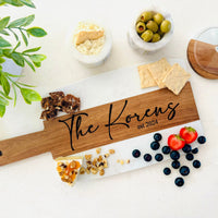 Marble Wood Engraved Charcuterie Board,Personalized Cutting Board, Gift For Couple, Wedding/ Engagement Gift,Housewarming Gift,Serving Tray