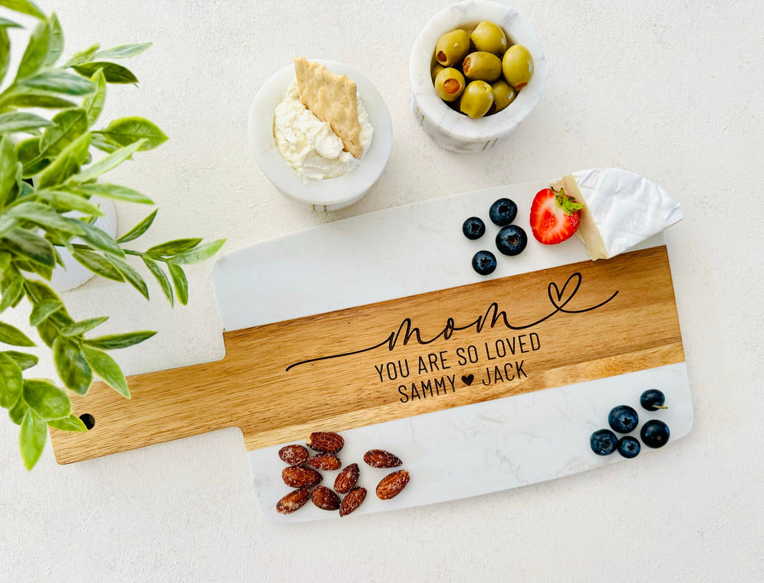 Mother Marble Wood Cutting Board, Personalized Charcuterie Board, Wedding/Engagement Gift,Housewarming Gift, Housewarming Gift,Mother's Gift