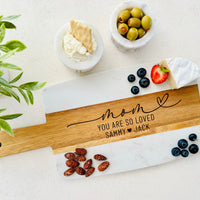 Mother Marble Wood Cutting Board, Personalized Charcuterie Board, Wedding/Engagement Gift,Housewarming Gift, Housewarming Gift,Mother's Gift