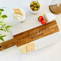 Engraved Marble and Wood Board for Mom, Wood Cutting Board for Mother, Personalized Charcuterie Board, Perfect Mother's Gift, Grandma Gift