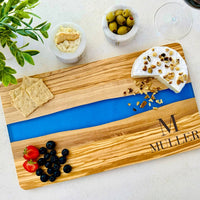 Engraved Cheese Board, Custom Cutting Board, Olive Wood and Resin Charcuterie Board, Serving Tray, Personalized Wedding Engagement Gift