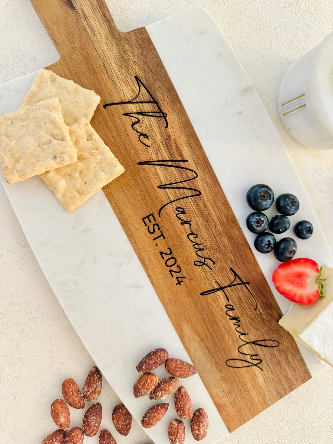 Marble and Wood Engraved Cheese Board, Custom Wedding/Engagement Gift, Charcuterie Board, Custom Family Gift , Personalized Bridal Gift