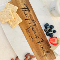 Marble and Wood Engraved Cheese Board, Custom Wedding/Engagement Gift, Charcuterie Board, Custom Family Gift , Personalized Bridal Gift