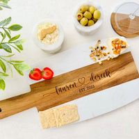 Engraved Marble Custom Cheese Cutting Board with Handle