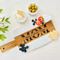 Engraved Marble and Wood Board for Mom, Personalized Mother's Gift, Custom Mom Cutting Board, Unique Personalized Charcuterie Board