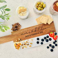 Engraved Marble and Wood Board for Mom, Wood Cutting Board for Mother, Personalized Charcuterie Board, Perfect Mother's Gift, Grandma Gift